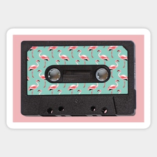 Cassette Tape Vintage Flamingo Turquoise Magnet